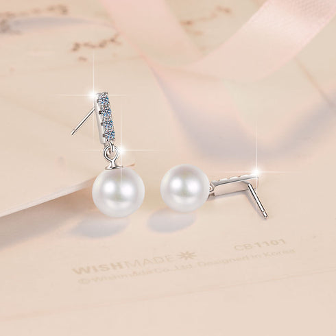 Pearl Drop Zirconia Stud Earring